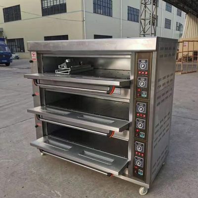 Matéria-prima farinha 3 decks 9 bandejas de gás forno de forno de forno de forno 1760*890*1770mm para loja de alimentos