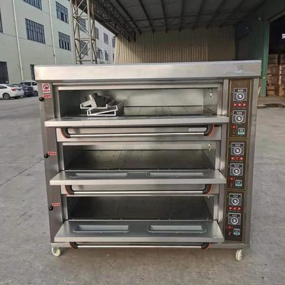 Matéria-prima farinha 3 decks 9 bandejas de gás forno de forno de forno de forno 1760*890*1770mm para loja de alimentos