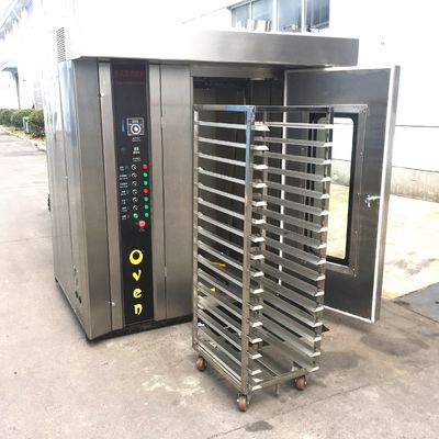 Trolley rotação no sentido horário circulação de ar quente 16 bandejas de gás forno rotativo para padaria