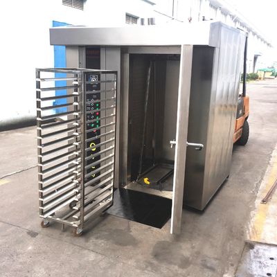 Trolley rotação no sentido horário circulação de ar quente 16 bandejas de gás forno rotativo para padaria