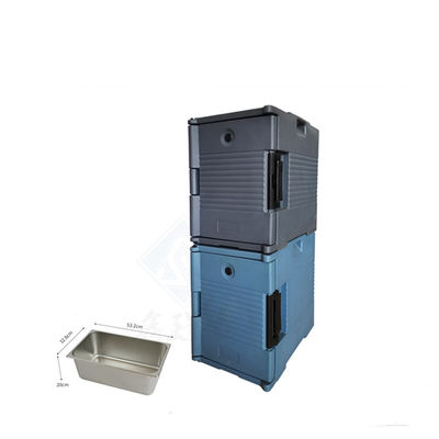 Caixa isolada com rodas de rotomoulding para fornecer alimentos de forma eficiente a temperatura constante