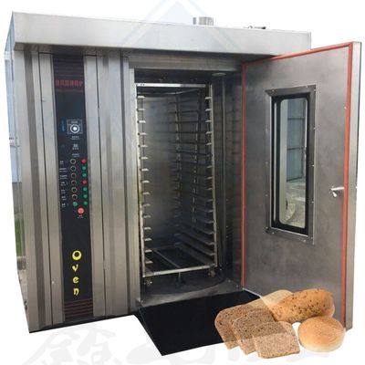 Forno rotativo de gás profissional competitivo com capacidade de produção de 100 kg/h e 32 bandejas