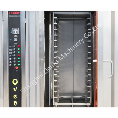 Forno rotativo de gás profissional competitivo com capacidade de produção de 100 kg/h e 32 bandejas