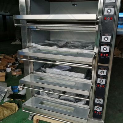 Forno de cozimento a gás elétrico multifunção para hotéis comerciais 3 andares 6 bandejas