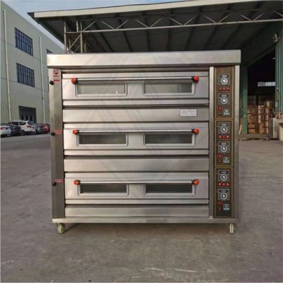 Forno de cozimento a gás elétrico multifunção para hotéis comerciais 3 andares 6 bandejas