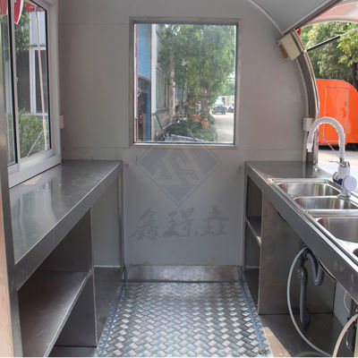 Caminhão de alimentos totalmente equipado de 220 cm de eixo duplo único modelo comercial redondo com cobertura