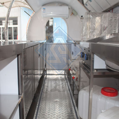 Caminhão de comida de rua ao ar livre 500CM com canopy móvel modelo redondo de eixos duplos caminhão de comida