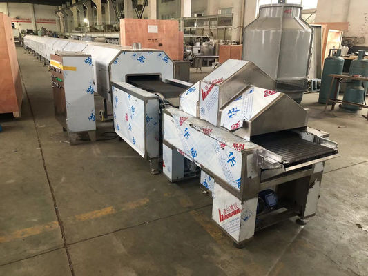 22.5 x 32.5 x 24.5cm Forno de túnel de fabricação de biscoitos com correia transportadora e correia de aço carbono