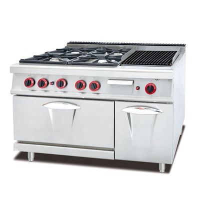 Melhore a sua cozinha com este fogão a gás 4 queimadores Lava Rock Grills e forno de panificação