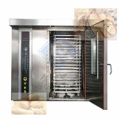 Pão de bolo de biscoito eléctrico Automático de gás rotativo Industrial de panificação 32 bandejas Bom forno