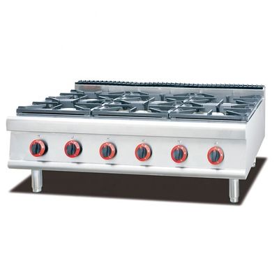 Forno de preparação de alimentos comercial independente com 4 queimadores e armário de armazenamento