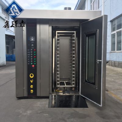 Máquina de panificação de pão Forno elétrico de aço inoxidável com função de cozimento de carrinho rotativo