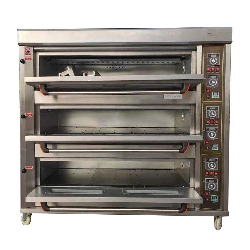 Matéria-prima farinha 3 decks 9 bandejas de gás forno de forno de forno de forno 1760*890*1770mm para loja de alimentos