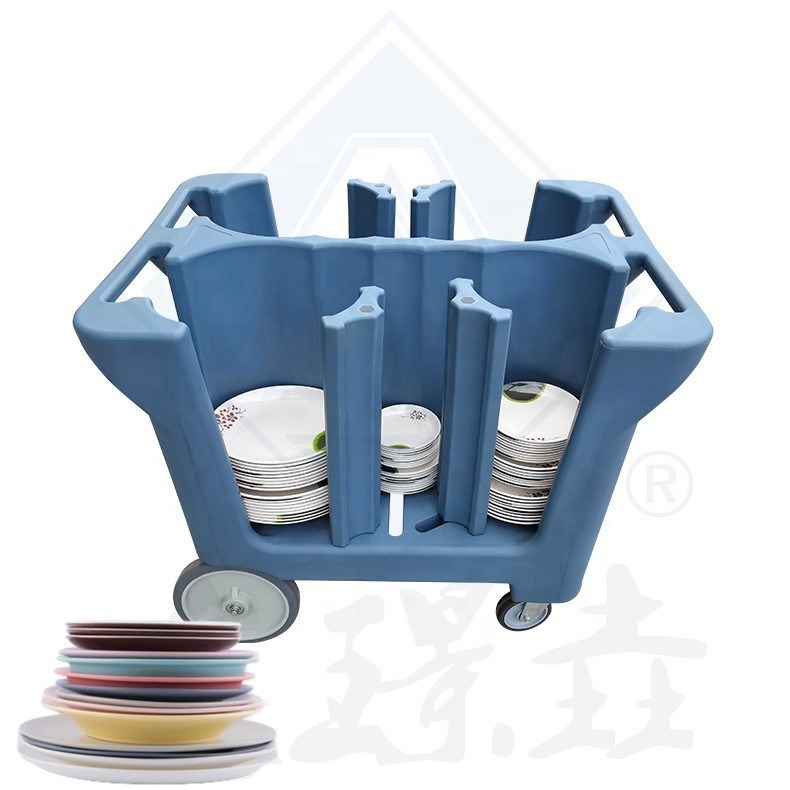 Carrinho de coleta de pratos de cor personalizado para eficiência e organização do restaurante