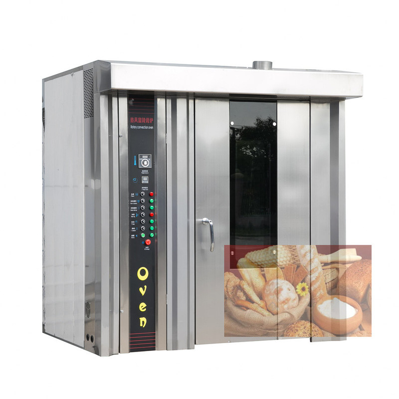 Forno rotativo elétrico a gás automático de 32 bandejas para máquina de processamento de alimentos para panificação de pão Pita