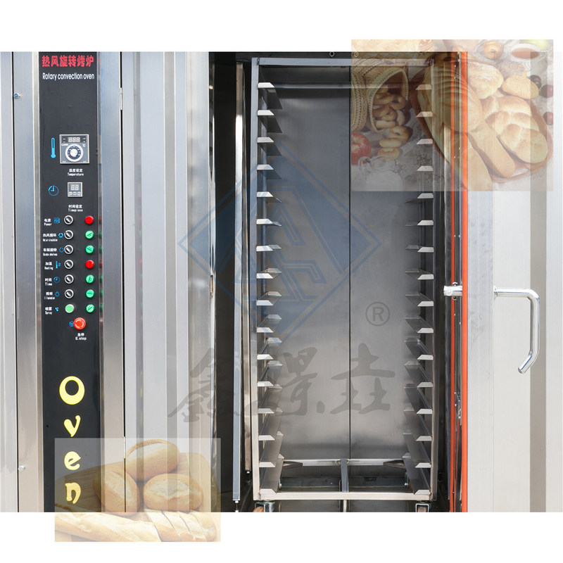 Máquina de panificação de alimentos 32 bandejas Diesel Gas Elétrico Industrial Rotativo Pão de panificação Forno automático