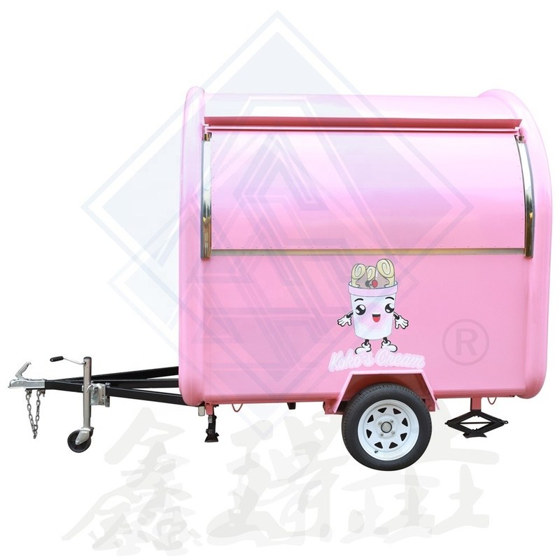 Caminhão de comida móvel de modelo redondo e quadrado para venda de rua ao ar livre